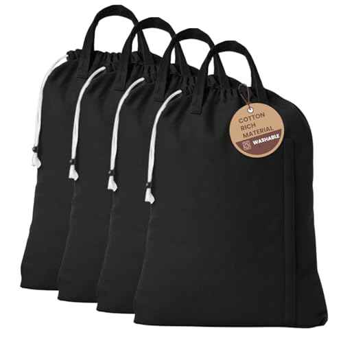 LFH Home Large Premium Cotton Rich Canvas Laundry Bag with Drawstring and Handles Heavy Duty (4 Count)