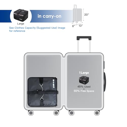 Stow-N-Go Hanging Travel Shelves, Packing Organizer for Luggage. Carry on Closet for Suitcase. Expandable Packing Cube. Travel Essentials. (Black - L, L = (L) 11.8" x (W) 11.8")
