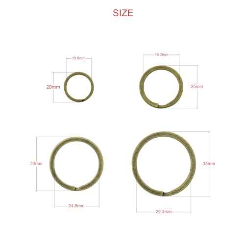 40 Pack Key Ring Keychain Mix 4 Sizes Bronze Metal Flat Split Key Chains Rings for Home Car Dog Tag Office Lanyards Keys Attachment (40 Count)