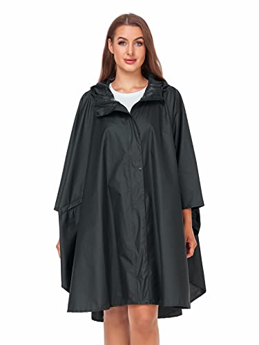 Unisex Rain Poncho Hooded Waterproof Raincoat for Adults Women