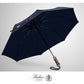 Folding Umbrella Lux Hardwood Handle Auto Open Close Dark Navy