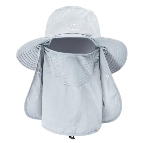 Sun Hats for Men Women Fishing Hat UPF 50+ Breathable Wide Brim Summer UV Protection Hat with Face Cover & Neck Flap