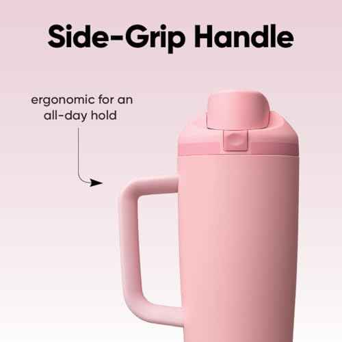 FreeSip Tumbler Stainless Steel Water Bottle 30 oz Rose Quartz