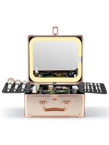Makeup Box with Detachable Magnetic LED Mirror