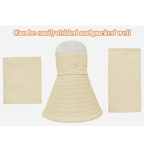 Sun Hats for Men Women Fishing Hat UPF 50+ Breathable Wide Brim Summer UV Protection Hat with Face Cover & Neck Flap