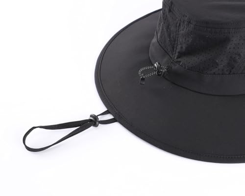 UPF50+ Sun Hats for Men Women Wide Brim Fishing Hat Summer Bucket Safari UV Protection Cap for Hiking Gardening Black