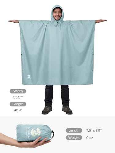 Hooded Rain Poncho Waterproof Raincoat Jacket for Men Women Adults
