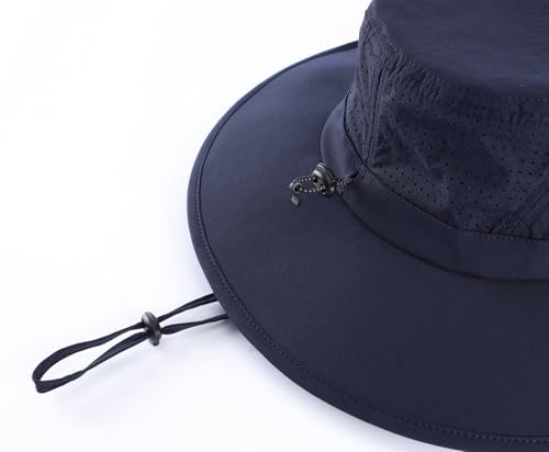 UPF 50+ Wide Brim Mens Sun Hat Womens Beach Bucket Hat Summer Outdoor Fishing Hat UV Sun Protection Cap for Gardening Hiking Golf Navy Blue
