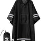 Adult Rain Poncho Waterproof Hooded Raincoat Lightweight Packable