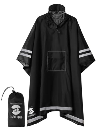 Adult Rain Poncho Waterproof Hooded Raincoat Lightweight Packable