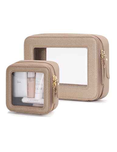 Clear Makeup Case Toiletry Bag Travel Medium Clear Cosmetic Bag with Zipper (2 Count)