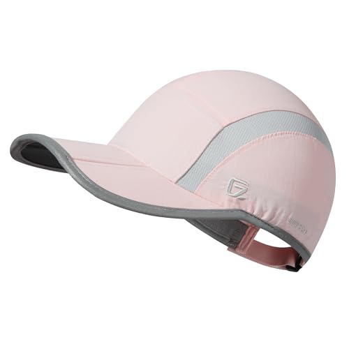 Baseball Cap Nylon Running Cap Outdoor Sports Hat for Men Women Adjustable Quick Drying Reflective Foldable UPF50+ Breath Mesh Water Repellency Race Performance Lightweight Light Pink