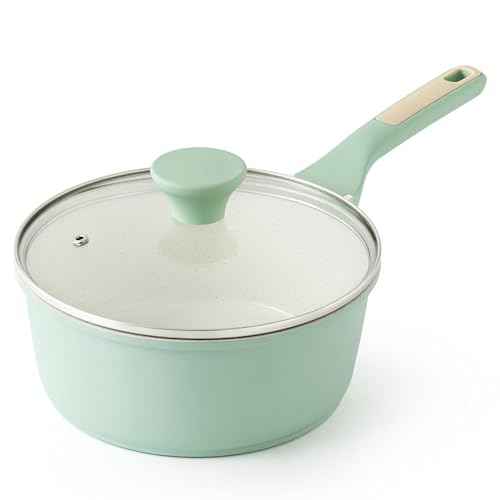 Ceramic Nonstick Saucepan with Lid 2.0QT