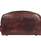 10" Premium Leather Toiletry Travel Pouch With Waterproof Lining