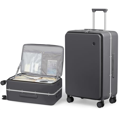 26 Inch Large Checked Luggage PC Hard Shell Suitcase Top Opening Aluminum Frame Travel Suitcases with Wheels