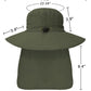 Outdoor Sun Hats with Stowable Neck Flap for Men Women UPF 50+ Mesh Summer Bucket Hat Wide Brim for Fishing Safari Hiking Army Green