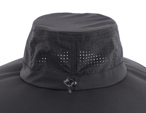 UPF50+ Sun Hats for Men Women Wide Brim Fishing Hat Summer Bucket Safari UV Protection Cap for Hiking Gardening Black