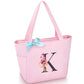 Tote Bag, A-Z Initial Monogrammed Waterproof Tote Bag, Bridesmaid Gifts for Women, Black and Pink (K, Pink)