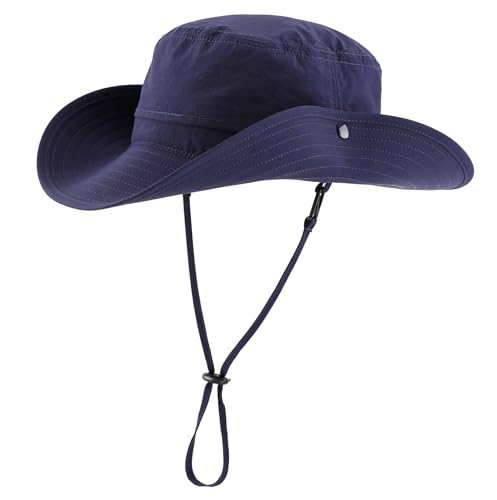 UPF 50+ UV Protection Sun Hat for Men Women Waterproof Bucket Hat for Fishing Hiking Camping Safari Hat Navy Blue