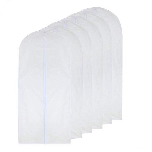 Garment Bags for Hanging Clothes 24'' x 48'' Long Suit Dust Hanging Garment Bag White Breathable Suit Covers for Closet Full Zipper Dust Cover for Dance Dress Clothes Pack of 6 (6 Count)
