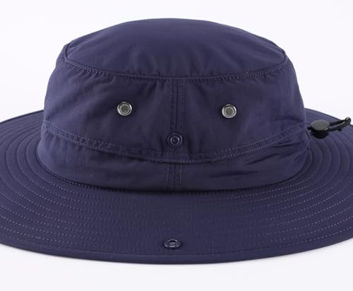 UPF50+ Mens Sun Hat Wide Brim Sun Protection Bucket Hat for Beach Safari Gardening Golf Fishing Hat Navy Blue