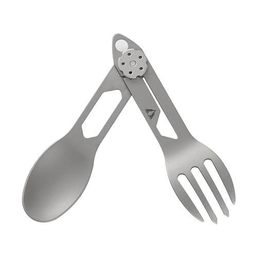 CMB Made Knives Titanium 2 in 1 Folding Fork and Spoon Combo Lightweight Camping Utensil