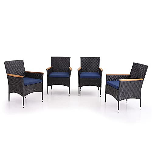 High Back Wicker Patio Dining Chairs Set of 4 (4 Count)