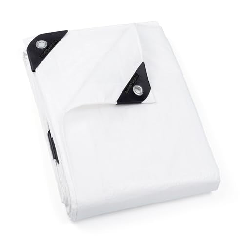Tarp White 10x12 Feet Multi Purpose Waterproof Poly Tarp Cover 5mil (120 Sq Ft)