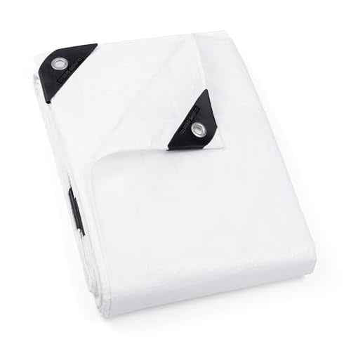 Tarp White 10x10 Feet Multi Purpose Waterproof Poly Tarp Cover 5mil (100 Sq Ft)