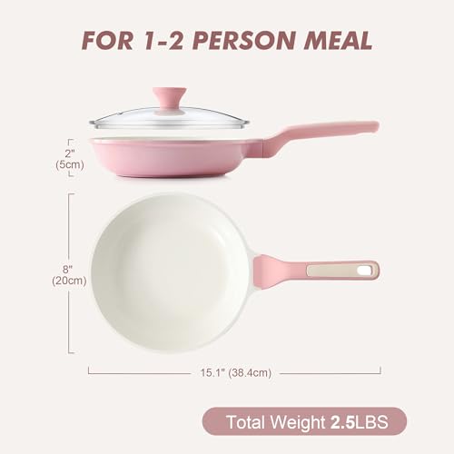 8Inch Nonstick Ceramic Frying Pan with Lid