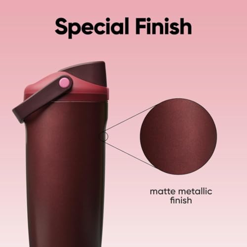 FreeSip Sway Stainless Steel Water Bottle 40 oz Black Cherry