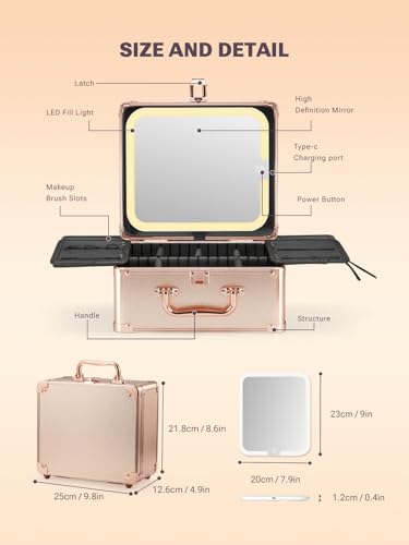 Makeup Box with Detachable Magnetic LED Mirror