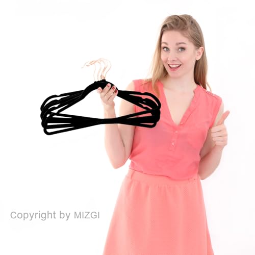 Black Velvet Hangers 100 Pack Non Slip Heavy Duty Rose Gold Hooks (100 Count)