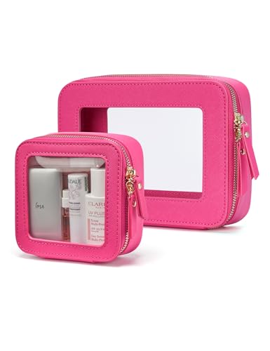 Clear Makeup Case Toiletry Bag Travel Medium Clear Cosmetic Bag with Zipper (2 Count)