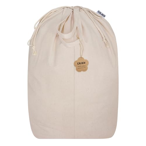 Cotton Canvas Laundry Bag with Handles & Base 16"Wx16"D x27.6"H