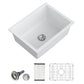 22 Inch Undermount Wet Bar Sink Single Bowl Modern Kitchen Sink White Granite Composite Deep Prep Small Sinks 22"×17"×9"