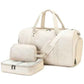 3PCS Faux Leather Weekender Bag for Women Men Travel Bag Overnight Bags (3 Count)