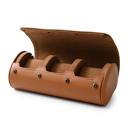 3 Slot Leather Watch Storage Box Brown