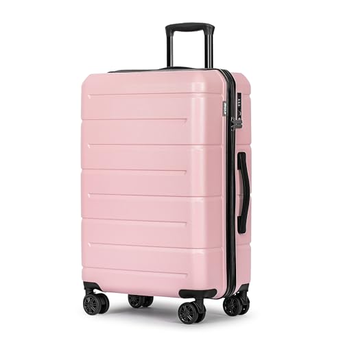 24 Inch Luggage TSA Approved Hardshell Suitcases with Spinner Wheels Durable PC+ABS Medium Checked Travel Luggage for Women Men Lt Purple