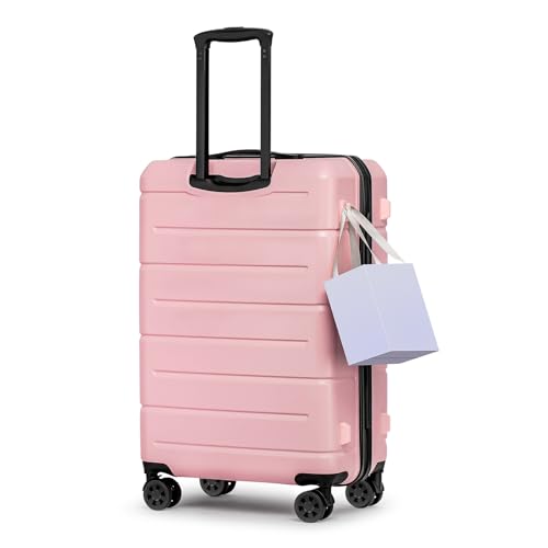 24 Inch Luggage TSA Approved Hardshell Suitcases with Spinner Wheels Durable PC+ABS Medium Checked Travel Luggage for Women Men Lt Purple