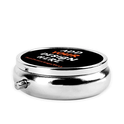 Custom Round Pill Case Personalized Organizer Container Pill Case (2.25 Ounce)