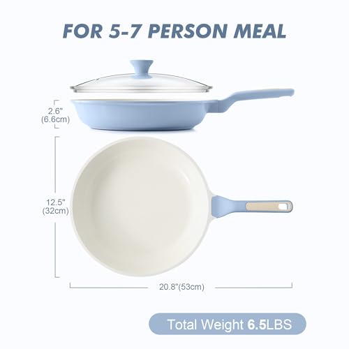 12.5In Nonstick Ceramic Frying Pan with Lid