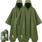 Adult Rain Poncho Waterproof Hooded Raincoat Lightweight Packable