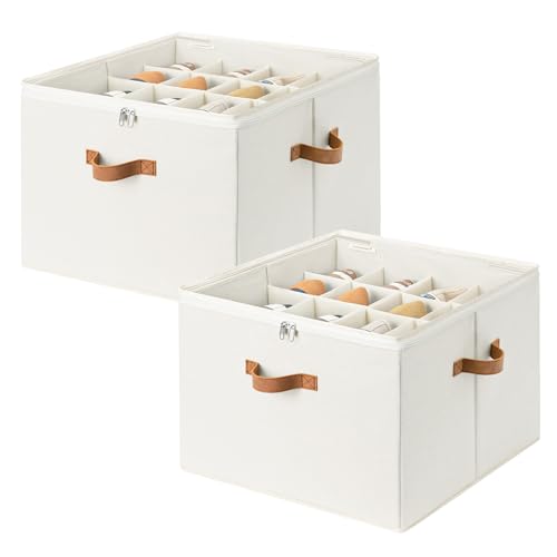 2-Pack 32-Pair Shoe Storage Organizer for Closet, Beige (2 Count)