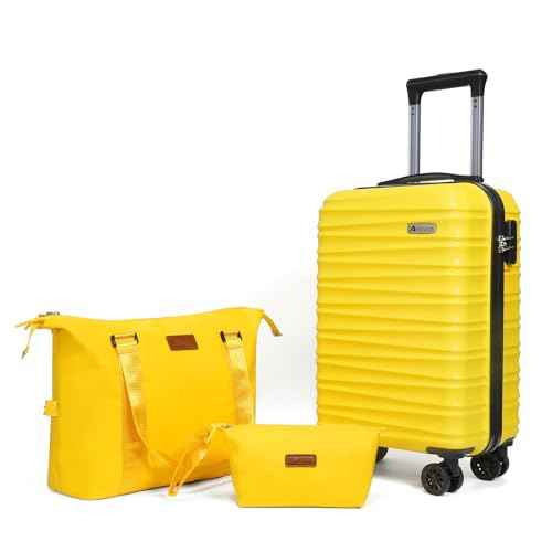 Luggage Set 3 Piece Luggage Set ABS hardshell Spinner Wheels Luggage Carry on Suitcase with Weekender bag & Toiletry bag (3 Count)