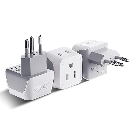 Brazil Travel Adapter Plug with Dual Usa Input (3 Count)