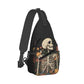 Sling Bag Skeleton Flower Skull Vintage Hiking Daypack Crossbody Shoulder Backpack Travel Chest Pack for Men Women