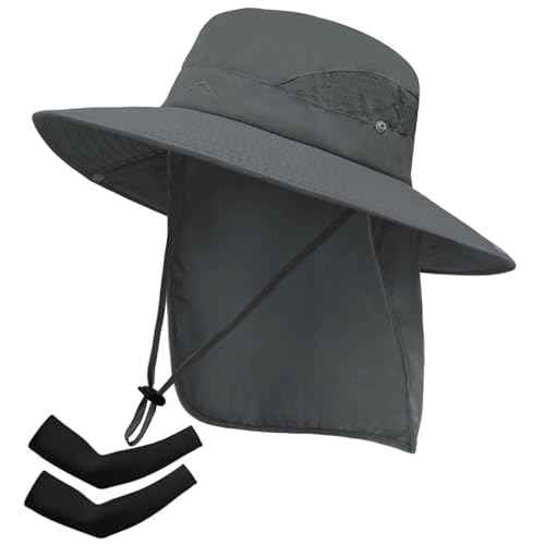Sun Hat for Men Women Fishing Hat with Neck Flap Wide Brim Bucket Hat UV Protection for Beach Camping Hiking