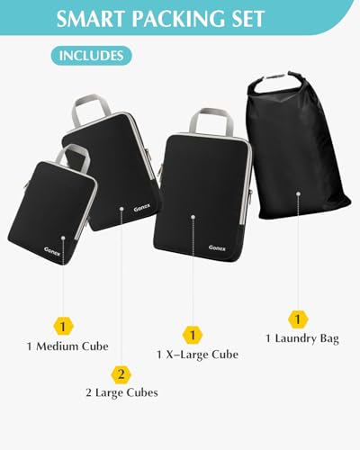 5 Piece Compression Packing Cubes with Laundry Bag (5 Count)