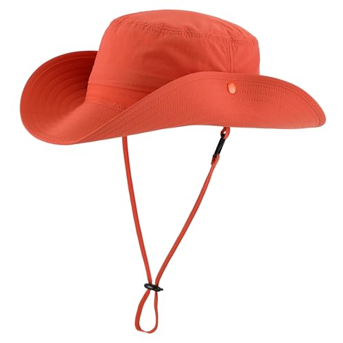 Unisex Summer Beach Hat UPF 50+ Protection Sun Hat for Hiking Fishing Outdoor Travel Hat for Women Orange